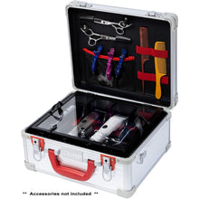 Load image into Gallery viewer, JC 4 Slot Sliding Barber Case Silver Stripes