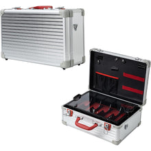 Load image into Gallery viewer, JC 5 Slot Removable Tray Barber Case Silver Stripes