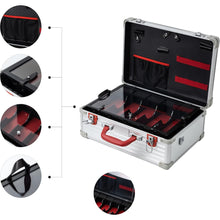 Load image into Gallery viewer, JC 5 Slot Removable Tray Barber Case Silver Stripes