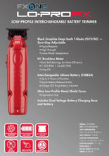 Load image into Gallery viewer, BaBylissPRO FXONE LO-PROFX Matte Red Cordless Trimmer FX729MR