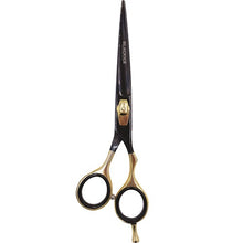 Load image into Gallery viewer, Black Ice Stylish Off Set Grip Black & Gold 7" Shear