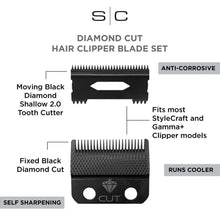 Load image into Gallery viewer, StyleCraft Diamond Cut Fixed Clipper Blade w/ Shallow 2.0 Moving Cutter Set SC540B