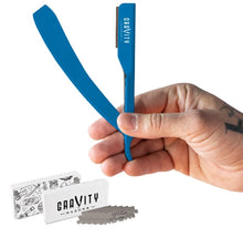Load image into Gallery viewer, Gravity Stainless Steel Straight Razor Blue