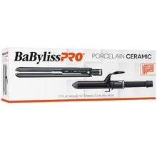Load image into Gallery viewer, BaBylissPRO Porcelain Ceramic Straightening Iron 1" & Curling Iron 1 1/4" Duo