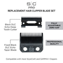 Load image into Gallery viewer, Stylecraft Replacement Echo Taper Black DLC Clipper Blade and Deep Tooth Cutter SC553B