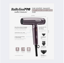 Load image into Gallery viewer, BaBylissPRO Nano Titanium High-Speed Hair Dryer (NightFall Purple)