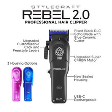 Load image into Gallery viewer, StyleCraft Rebel 2.0 Professional Clipper with New Super C4RBON Motor