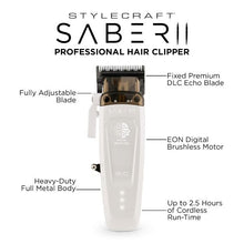 Load image into Gallery viewer, StyleCraft Limited Edition White Saber II Cordless Metal Clipper