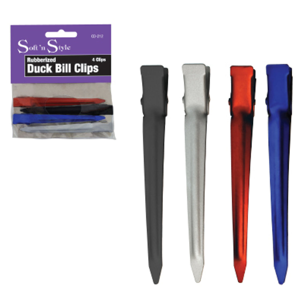 Soft n Style  Rubberized Color Duck Bill Clips 4Pack   CD-212