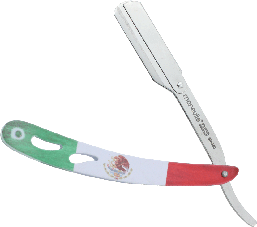 Morevile Swing Lock Mexico Flag Straight Razor