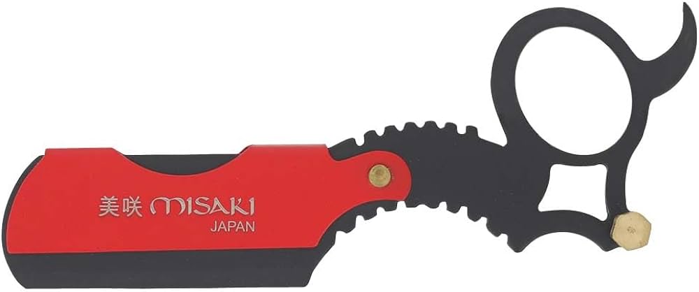 Misaki Finger Straight Razor  Black and Red
