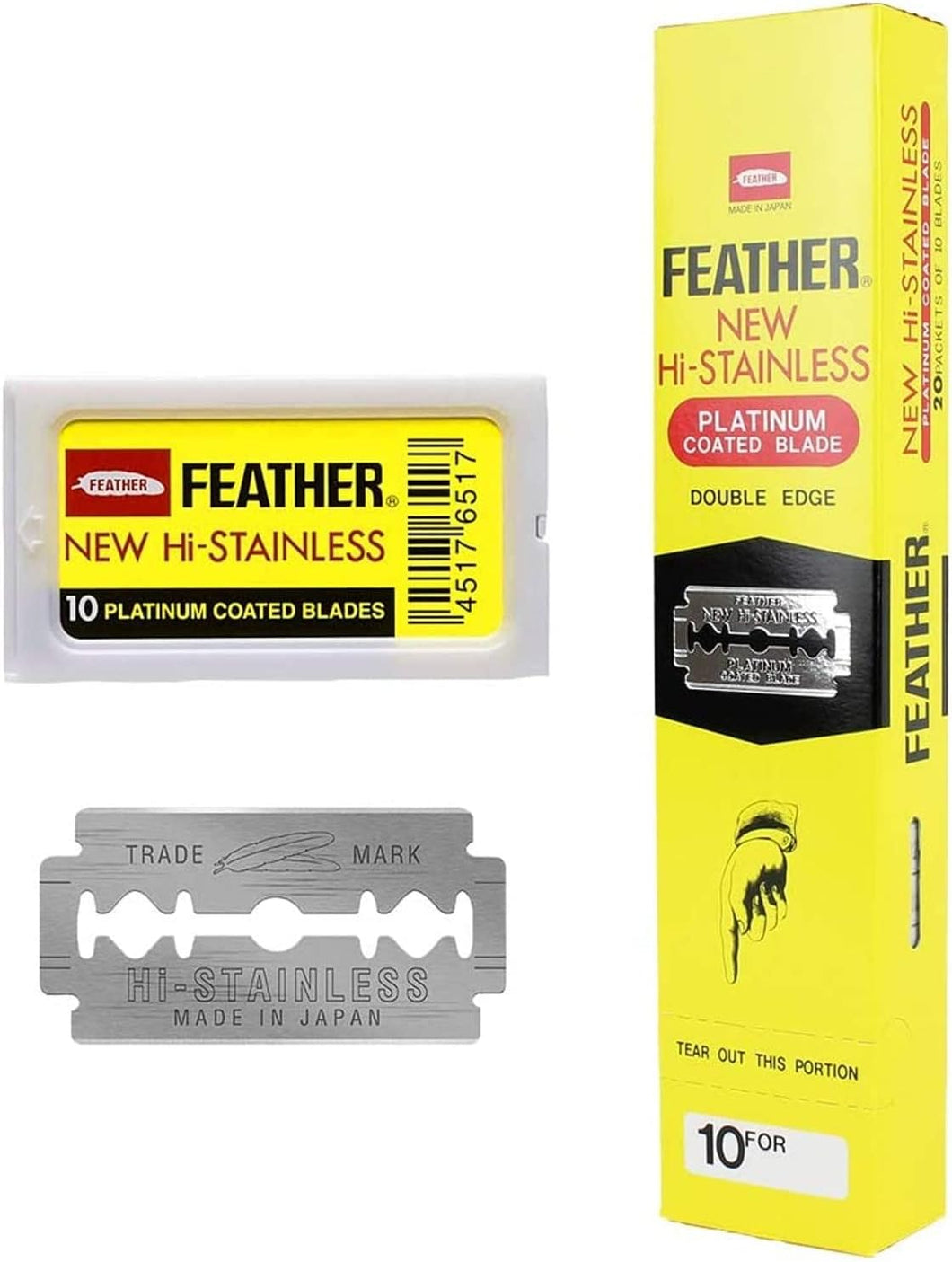 Jatai Feather Hi Stainless Double Edge Blades - 200 Blades