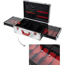 Load image into Gallery viewer, JC 6 Slot Sliding Tray Barber Case Silver Stripes
