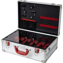Load image into Gallery viewer, JC 6 Slot Sliding Tray Barber Case Silver Stripes
