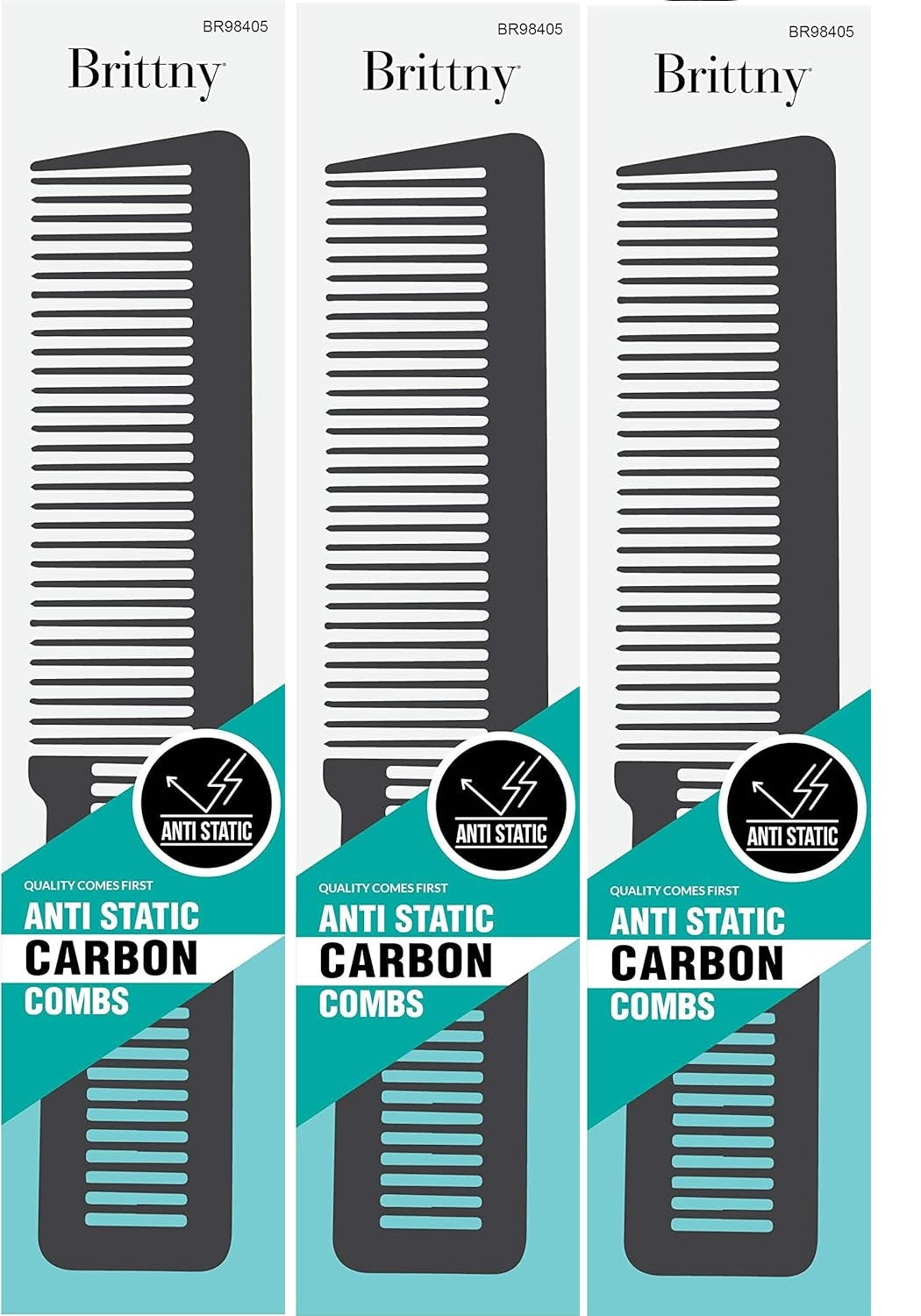 Brittny Anti Static Carbon Clipper Cutting Comb 3Pack