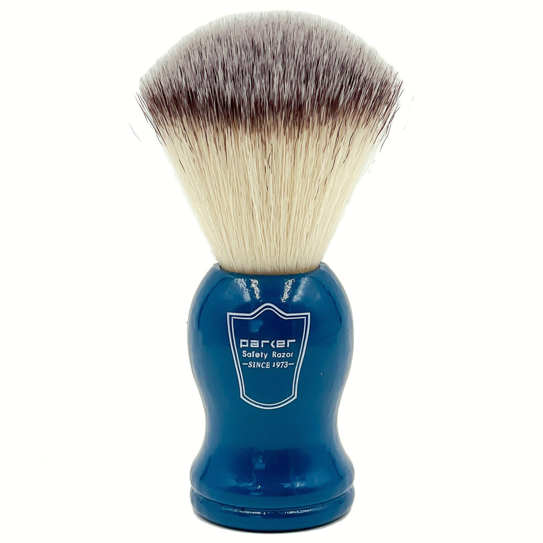 Parker Black Badger Bristle Shaving Brush with Blue Wood Handle