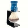 Load image into Gallery viewer, Parker Black Badger Bristle Shaving Brush with Blue Wood Handle
