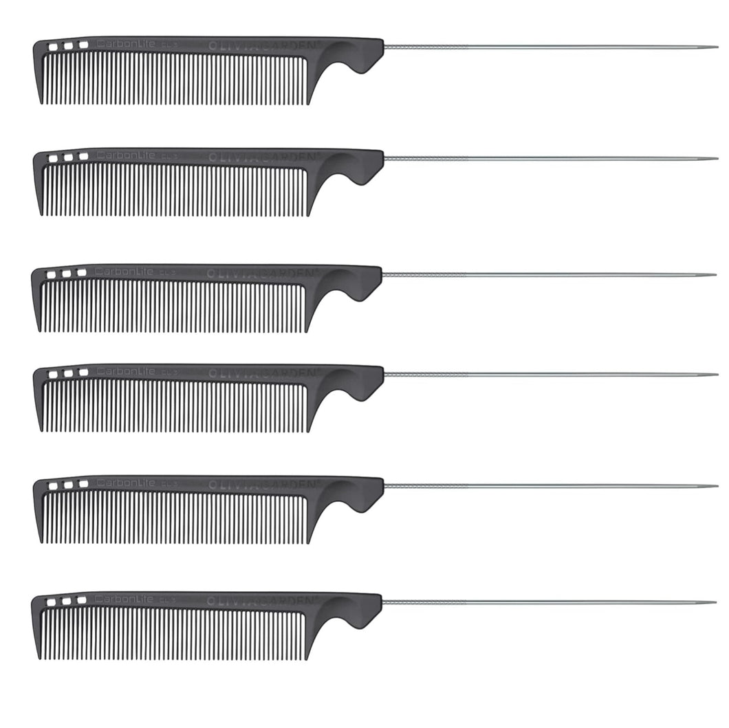 Olivia Garden Carbonlite Metal Comb CL3 6pk