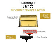 Load image into Gallery viewer, Gamma+ Uno Shaver Replacement Gold Foil Head and Cutters
