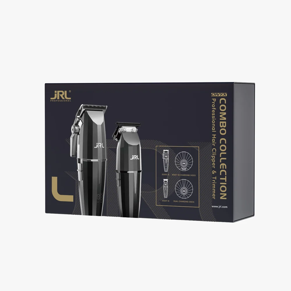JRL Onyx Professional Cordless Clipper and Trimmer Collection Set