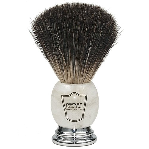 Parker Shaving Brush 100% Black Badger Ivory Marbled Handle