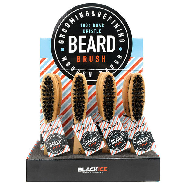 Black Ice Professional Boar Bristle Beard Brush Display