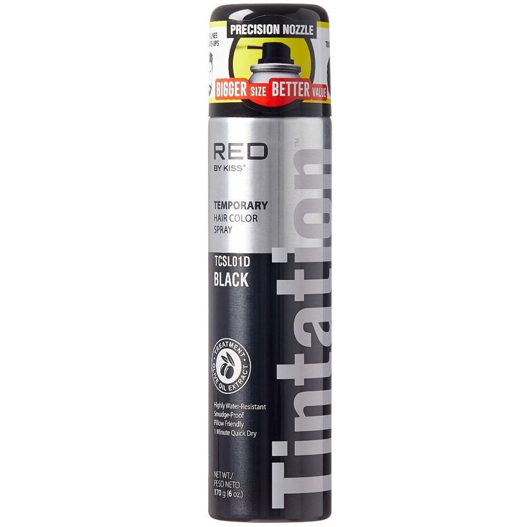 Kiss Tintation Temporary Hair Color Spray 6 oz Black