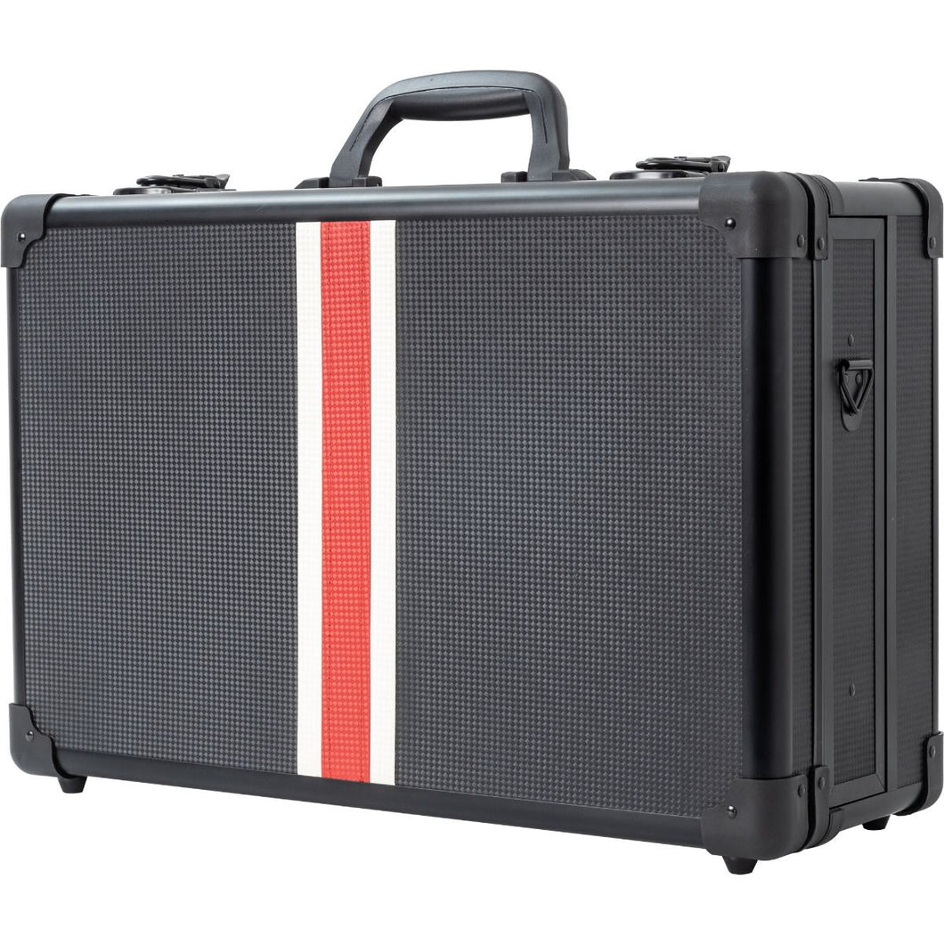 JC 6 Slot Sliding Barber Case Black with Red Stripe