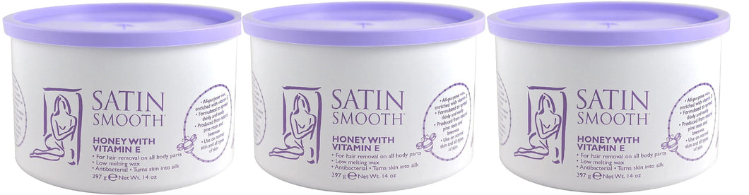 Satin Smooth Honey Wax with Vitamin E  14 oz Pack of 3