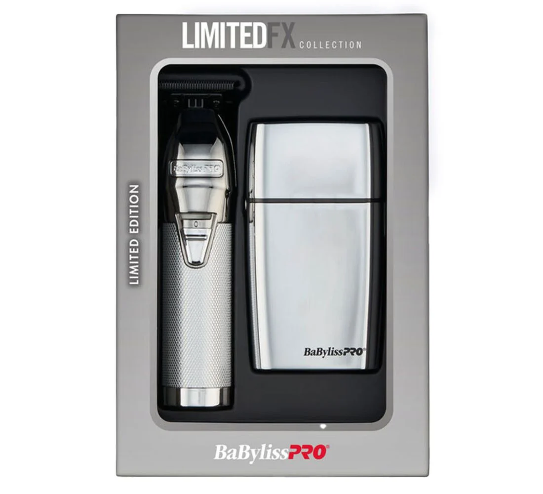 BaBylissPro LimitedFX Silver Trimmer & Double Foil Shaver Duo Set