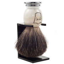 Load image into Gallery viewer, Parker Shaving Brush 100% Black Badger Ivory Marbled Handle
