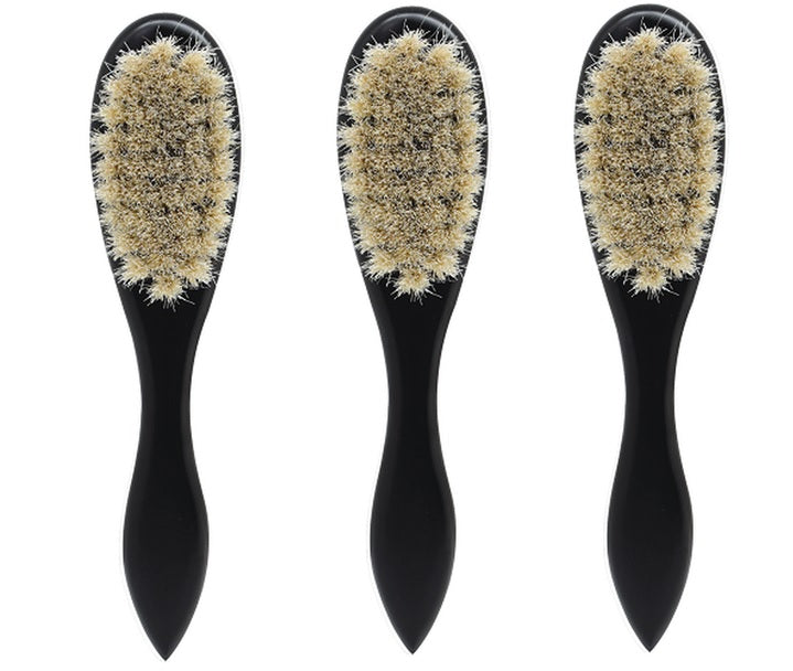 Black Ice Beard Soft Horse Tail Hair Handle Brush 3Pack