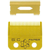 Stylecraft Replacement Fixed Gold Titanium Faper Hair Clipper Blade with Slim Deep Tooth Cutter Set SC525G