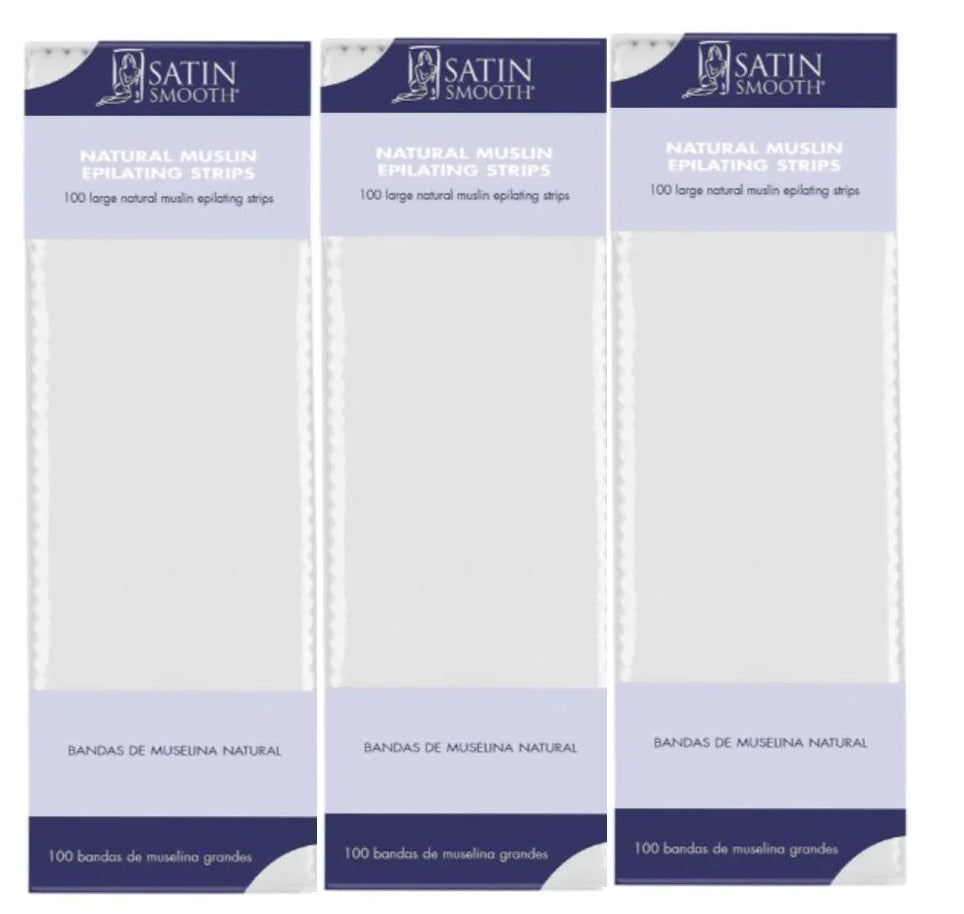 Satin Smooth Large  Natural Muslim Strips 100ct 3-Pack