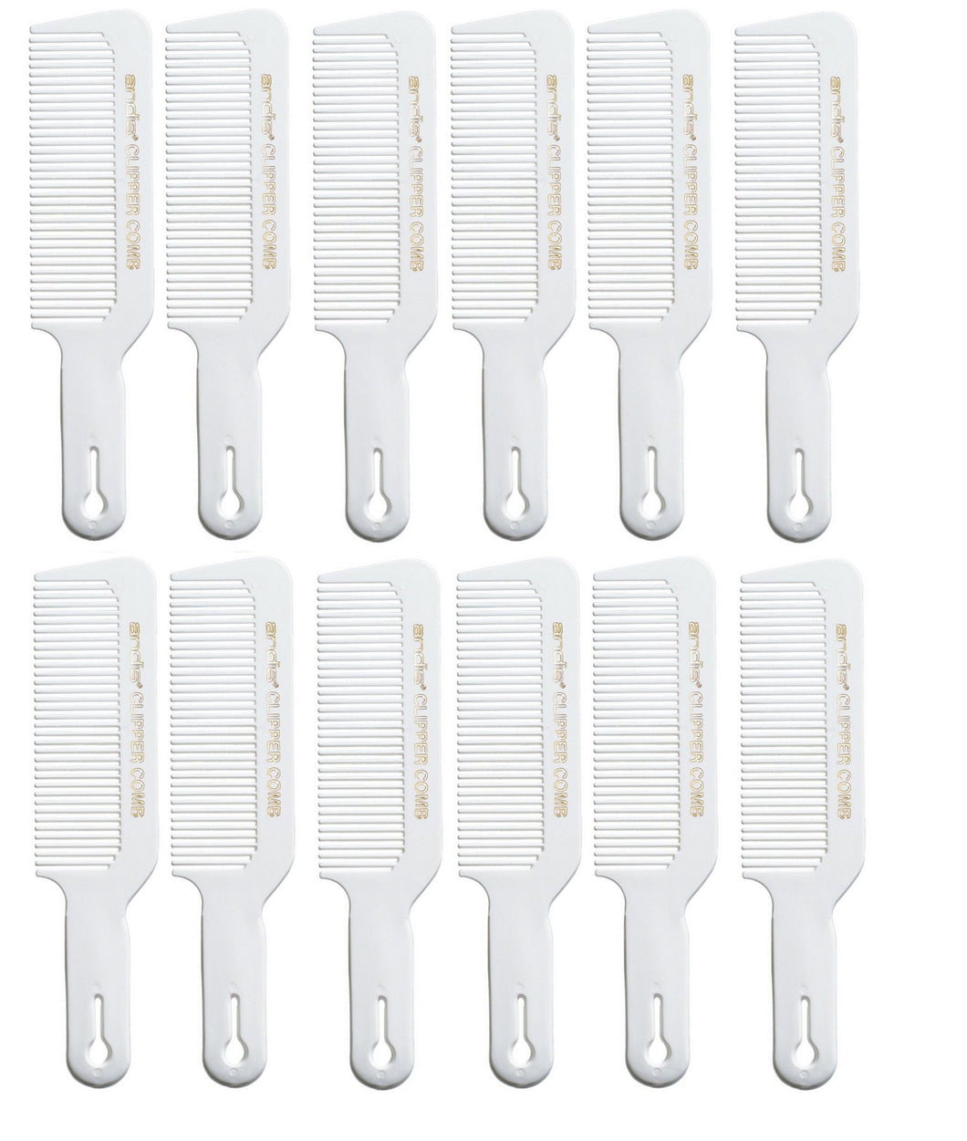 Andis White Flat Top Comb 12pk