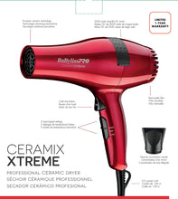 Load image into Gallery viewer, BaBylissPRO Ceramix Xtreme Dryer Red
