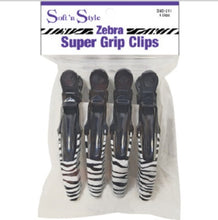 Load image into Gallery viewer, Soft and Style 4pk Zebra Super Grip Clips SNS-211
