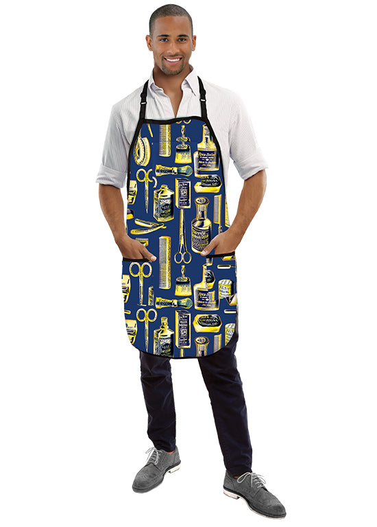 Betty Dain Vintage Barber Apron - Gold/Blue