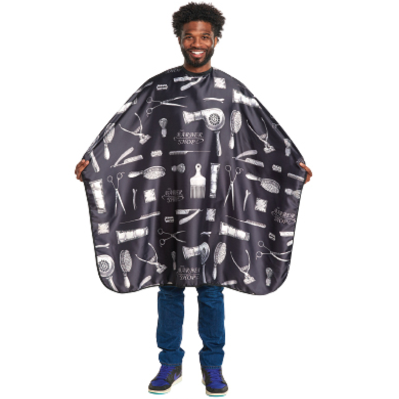 Scalpmaster Barber Print Styling Cape (Black) SC-4141